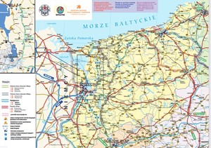 Zdjęcie przedstawia mapę alternatywnych dróg dojazdowych nad morze w województwie zachodniopomorskim. Pod komunikatem umieszczona jest mapa w formacie pdf do pobrania.