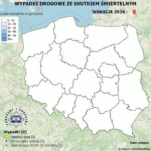 21 czerwca 2024 r. rusza szósta edycja projektu na rzecz bezpieczeństwa ruchu drogowego. Publikowana przez Policję mapa &quot;Wypadki drogowe ze skutkiem śmiertelnym - Wakacje 2024 &quot; od lat spotyka się z pozytywnym odbiorem społecznym oraz dużym zainteresowaniem mediów. Ma ona ma na celu zwrócenie uwagi na skalę tragedii, do jakich dochodzi każdego dnia na polskich drogach. Na mapie Polski zaznaczone są miejsca w których doszło do wypadków drogowych ze skutkiem śmiertelnym